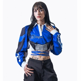 Formal Tone Womens Andersson Bell Josie Racing Crop Shirt 'Blue'