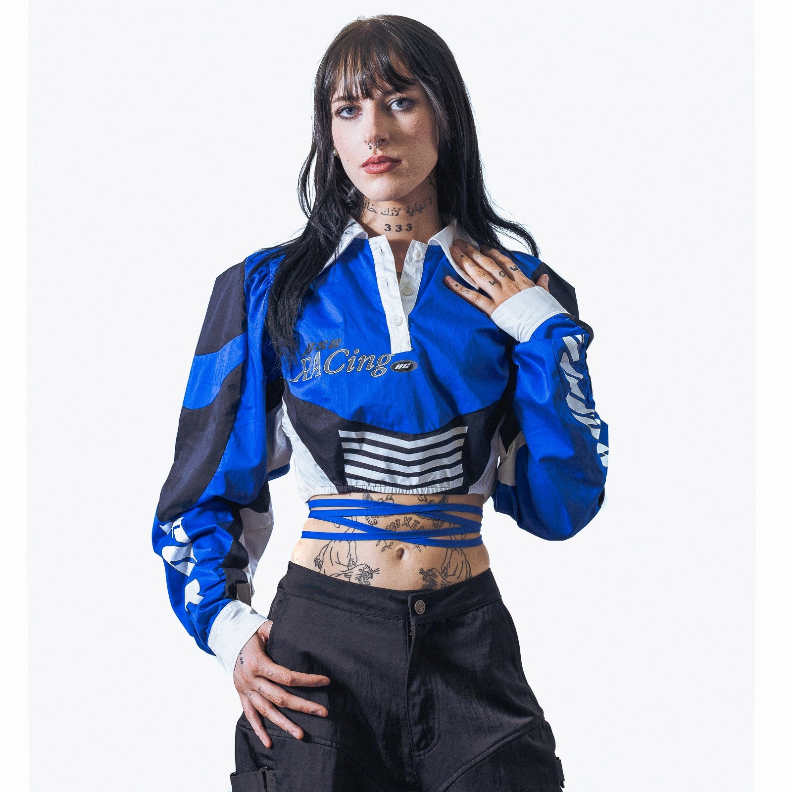 Formal Tone Womens Andersson Bell Josie Racing Crop Shirt 'Blue'