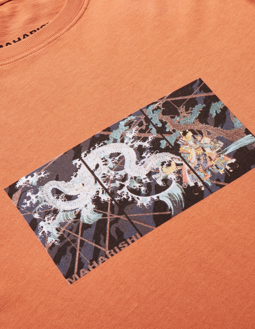 spring fresh Maharishi Triptych Water Dragon T- Shirt  'Rust'