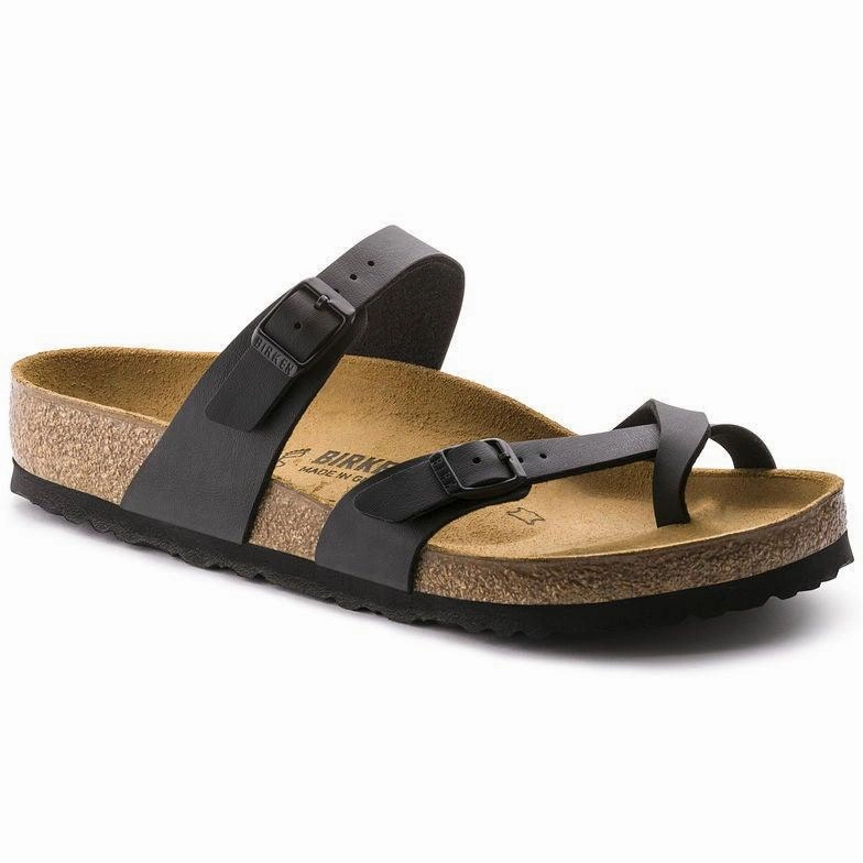 Antibacterial lining HygroscopicFiber Birkenstock Women's Mayari - Black Birko-Flor