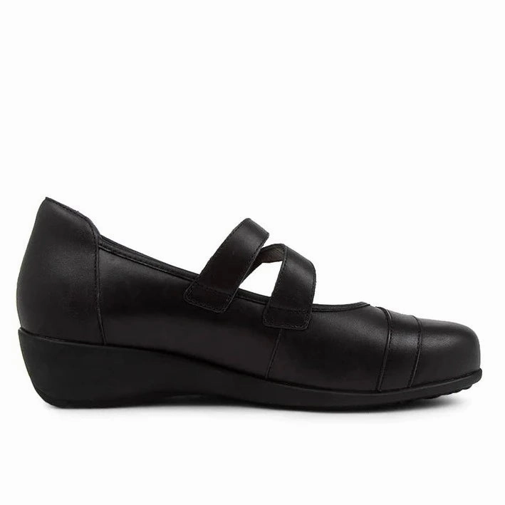 Ziera Shoes Women's Shepard Comfort Flat - Black Leather DoubleLayered