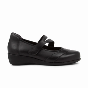 Ziera Shoes Women's Shepard Comfort Flat - Black Leather ReinforcedKnees