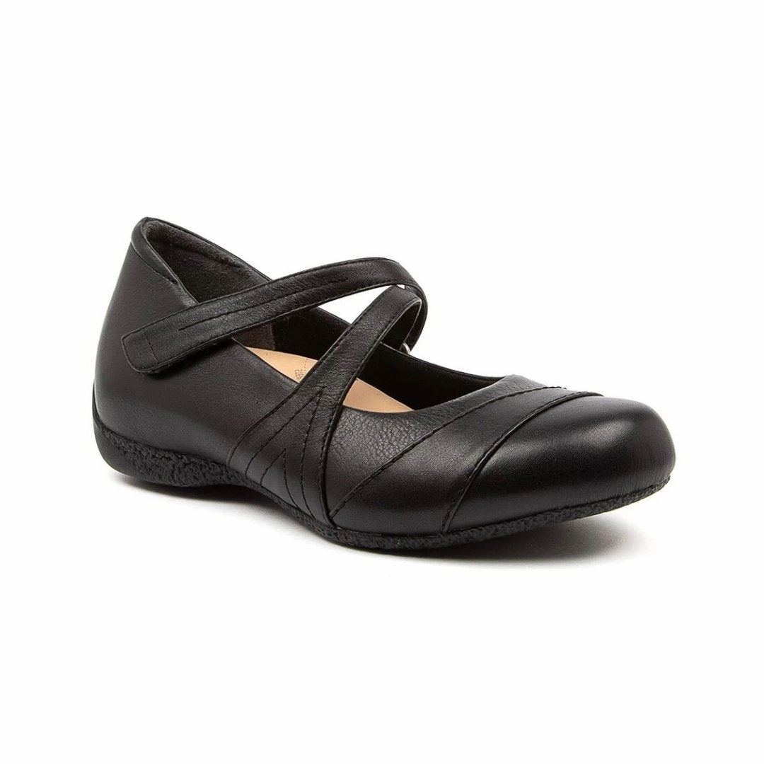 NoRubEdging Pure Linen Blend Ziera Shoes Women's Xray Mary Jane Flat - Black